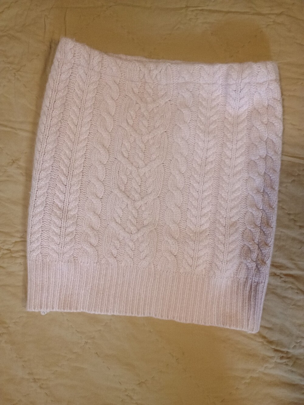 Jack & Mary Designs Cream Cable Knit Cashmere/ Wool "Bun warmer" Mini Skirt